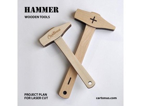 wooden hammer hand tools lasercut tool 3d print model - Mito3D