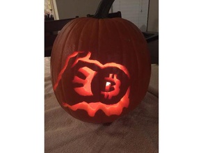 bitcoin pumpkin carving stencil halloween 3d print model - Mito3D
