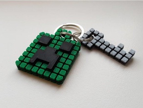 minecraft creeper portachiavi singolo estrusore i chiave keychain pausa 3d print model - Mito3D