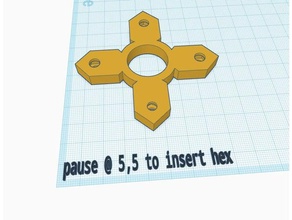 Hexagonale de 6mm fidget spinner 4 bras jouets & jeux fidgetspinner hex insérer l'écrou en pause l'impression 3d 3d print model - Mito3D