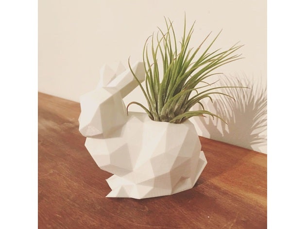 lapin cache-pot ménage le lièvre poly stanford bunny lowpoly la jardinière succulente 3D print model - Mito3D