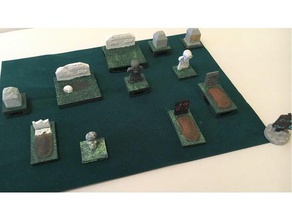 graveyard tombstone miniatures openlock toys & games dnd tiles dungeons dragons grave gravestone halloween miniature 28mm 3d print model - Mito3D