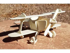 bi-plane puzzle puzzles 3dprintable 3d printable aeroplane aircraft airplane biplane cnc router vehicle wood 3d print model - Mito3D