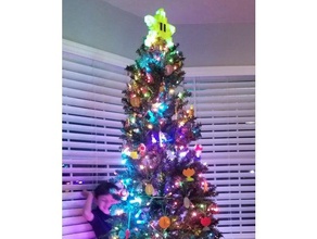 iluminado super mario bros pixel de la estrella del árbol navidad adorno decoración 3d print model - Mito3D