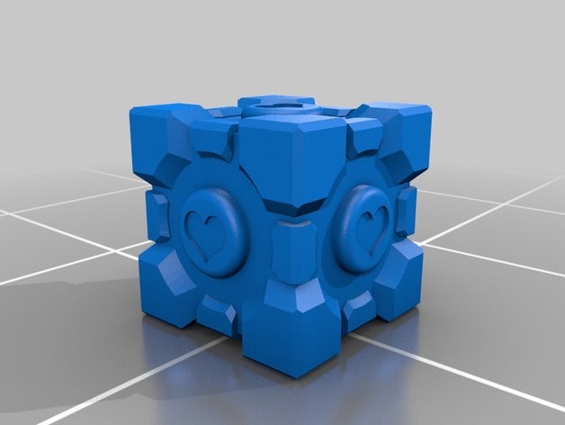 portal companheiro cubo de uma parte adereços companion cube 2 portal2 peça única impressão weighted 3D print model - Mito3D