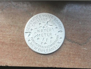 new orleans sewage water board crescent box meter moon & stars signs logos antique beer cast iron coaster drink french quarter gift louisiana nola 3d print model - Mito3D