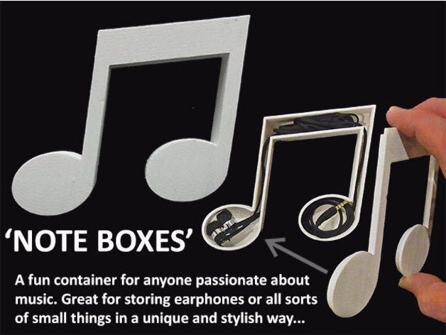 'note box' containers accessories accessory andriod apple audio birthday container designer earphones fun galaxy gift headphones holder home household ipad iphone ipod jar mobile phone music musical notes box note office organisation organization present samsung songs stereo unique 3D print model - Mito3D