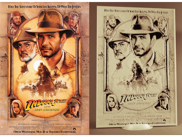 indiana jones y última cruzada dibujo 3d a arte 3dlito cine o filme george lucas indy pelicula socorro aliviar steven spielberg 3D print model - Mito3D