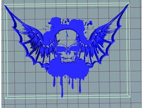 cráneo alas de murciélago salpicaduras agua La impresión en 3d 3d print model - Mito3D