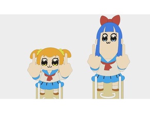 pop equipe épico - ficha pipimi & popuko Arte 2d 4-koma anime livro de marcos mangá meme popteamepic 3d print model - Mito3D
