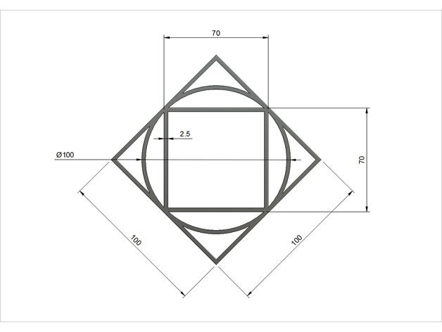 cercle de diamant carré d'essai L'impression 3d tests 3D print model - Mito3D
