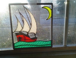 away art sailboat stained glass 3d print model - Mito3D