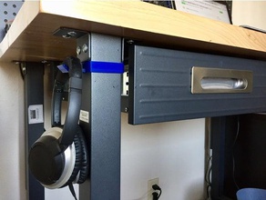 headphone hook workbench office hanger headphones mount 3d print model - Mito3D