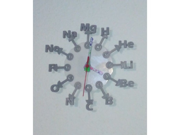 élément de l'horloge ménage l'atome chemie la chimie sur des roulettes elemente éléments l'oxygène sauerstoff temps uhr uhrwerk mur baguette magique wanduhr regarder 3D print model - Mito3D