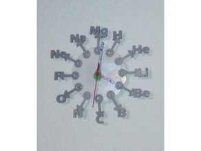 element clock household atom chemie chemistry clockwork elemente elements oxygen sauerstoff time uhr uhrwerk wall wand wanduhr watch 3d print model - Mito3D
