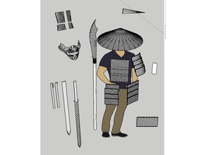 samuray zırh kostüm set savaşçı 3d baskı maske mempo 3d print model - Mito3D