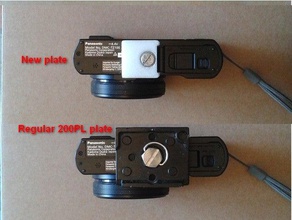 adaptador de liberación rápida pequeña cámara compacta compatible rc2 manfrotto sistema la montaje lumix plato trípode tz100 zs100 3d print model - Mito3D