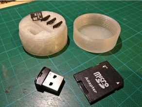 micro sd card holder + adapter hobby case microsd photography raspberry pi screw storage box usb 3d print model - Mito3D