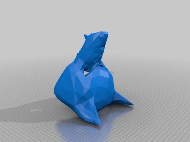 lobo máscara de baixa contagem polígonos arte interativa low poly low-poly 3D print model - Mito3D
