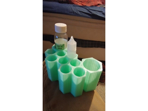 10 bottle e-juice holder containers hexagon vape 3D print model - Mito3D