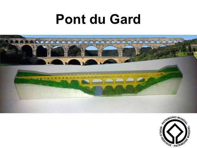 pont du gard buildings & structures antiquity architecture bridge france monument roman aqueduct 3D print model - Mito3D