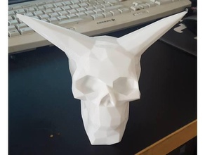 low poly hollow celtic skull horns mood light sculptures 3d print model - Mito3D