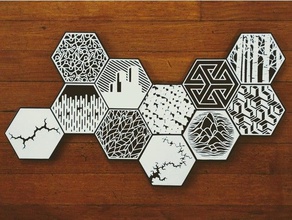 100hex mosaic assembly decor art decoration diy furniture hex hexagon wall mount plate 3d print model - Mito3D