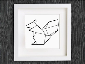 anpassbare origami Eichhörnchen 2d-Kunst customizer geometrische lowpoly low-poly openscad 3d print model - Mito3D