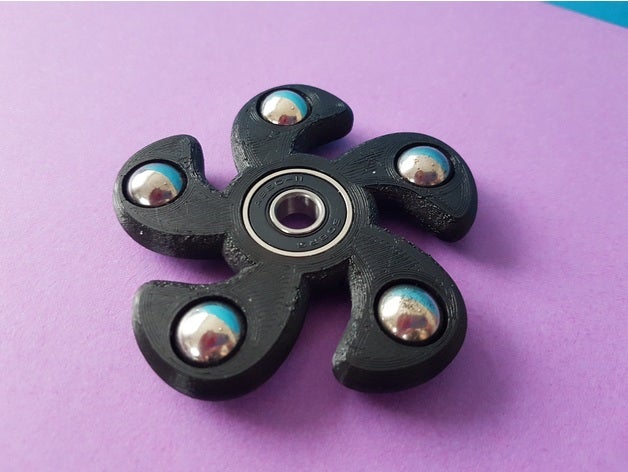 fidget spinner 5 branches - balles de 12,7 mm 1 2 pouces jouets mécaniques la balle roulement à billes main 3D print model - Mito3D