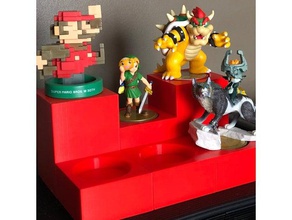 amiibo stand system - no connectors toy & game accessories 1st gen base bowser connector free first generation luigi mario modular module modules nintendo conn peach 3d print model - Mito3D