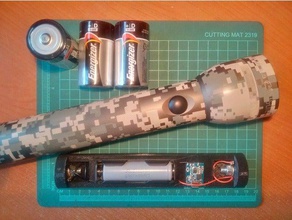maglite flashlight adapter 18650-&gt 3d diy 18650 battery 3d print model - Mito3D
