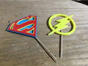 supergirl de superman, flash cupcake toppers props insignia cumpleaños parte superhéroe superman logo símbolo 3d print model - Mito3D