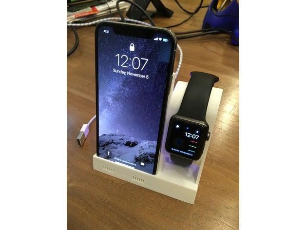 la recharge sans fil iphone x regarder stand de l'organisation apple watch l'iphone socle openscad qi chargeur 3D print model - Mito3D