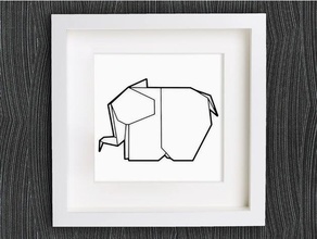 personnalisable origami éléphant décor 2d art personnalisables customizer elefant l'éléphant les éléphants géométriques lowpoly low poly openscad l'origami décoration murale 3d print model - Mito3D