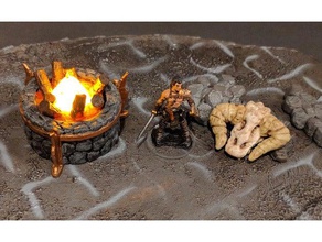 large stone brazier bonfire - tea light 28mm gaming games candle holder dnd dungeon terrain fire frostgrave heroquest mordheim warhammer quest 3d print model - Mito3D