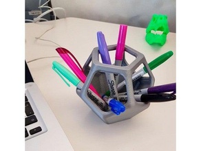 dodecahedron desk organizer office cool easy geometric supplies pencils pens stylish 3d print model - Mito3D