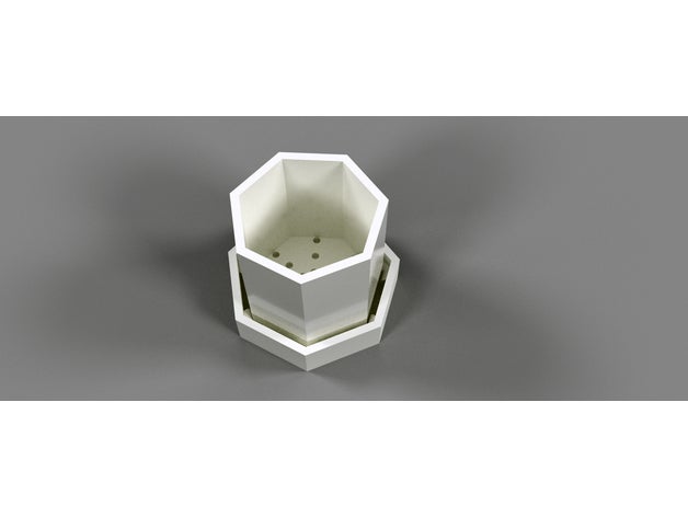 simple heptagonal planter tray outdoor & garden flower pot planters 3D print model - Mito3D