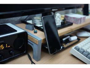 magnetic iphone cradle monitor stand using ikea shelf mobile phone hack 3d print model - Mito3D