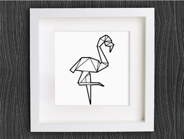 anpassbare origami flamingo Dekor 2d-Kunst Vogel customizer Dekoration geometrische home decor lowpoly low-poly openscad Wand-Dekoration 3D print model - Mito3D