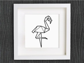 customizable origami flamingo decor 2d art bird customizer decoration geometric geometrical home lowpoly low poly openscad wall 3d print model - Mito3D