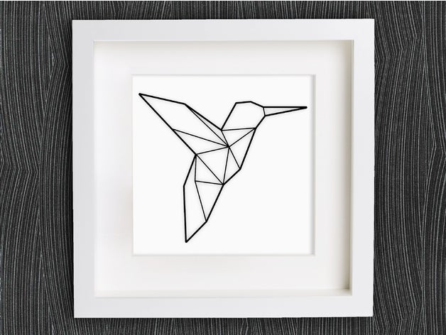 personalizável origami beija-flor decoração Arte 2d pássaro pulseira personalizador de sistemas brincos geométricas a casa da jóias kolibri lowpoly baixa contagem polígonos openscad quadro imagem anéis parede 3D print model - Mito3D