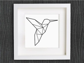 customizable origami hummingbird decor 2d art bird bracelet customizer earrings geometric geometrical home decoration jewelry kolibri lowpoly low poly openscad picture frame rings wall 3d print model - Mito3D