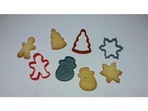 christmas cookie cutter food & drink 3d cutters ornament trees cookiecutter cookies stamp poly snowflake snowman sugar xmas 3d print model - Mito3D
