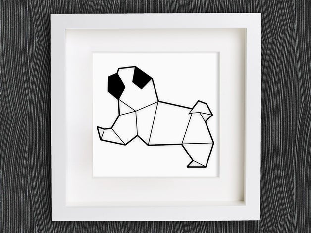 personalizável origami bebê pug decoração Arte 2d animais pulseira personalizador de sistemas cão brinco brincos geométricas a casa homedecor da hund jóias lowpoly baixa contagem polígonos o mops openscad pingente quadro imagem anel parede 3D print model - Mito3D