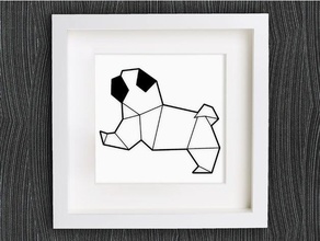 customizable origami baby pug decor 2d art animal bracelet customizer dog earring earrings geometric geometrical home homedecor decoration hund jewelry lowpoly low poly mops openscad pendant picture frame ring wall 3d print model - Mito3D