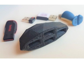 usb holster holder - low poly rounded 2 4 ports organization dongle low-poly lowpoly polygon pebble unifying dock stick wifi 3d print model - Mito3D