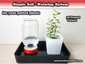 simple self-watering system potted plants outdoor & garden growbags 3d print model - Mito3D