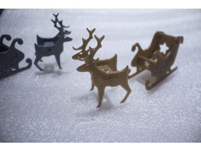 santa's sleigh flat-pack toy & game accessories christmas card decoration flat pack holidays reindeer santas xmas 3d print model - Mito3D