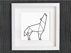 personalizable origami aullidos de lobo decoración Arte en 2d animal la pulsera personalizado personalizador perro aretes geométricas geométrico casa homedecor del hogar aullando joyería las joyas llaveros lowpoly openscad el colgante los anillos pared 3d print model - Mito3D