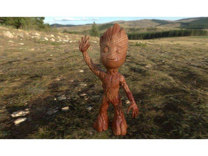baby groot standing sculptures guardians galaxy 3d print model - Mito3D